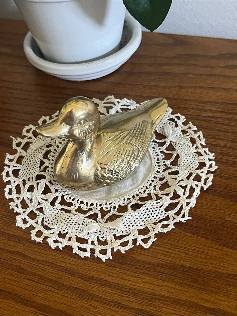Solid Brass Duck Figurine - Shiny Gold Tone